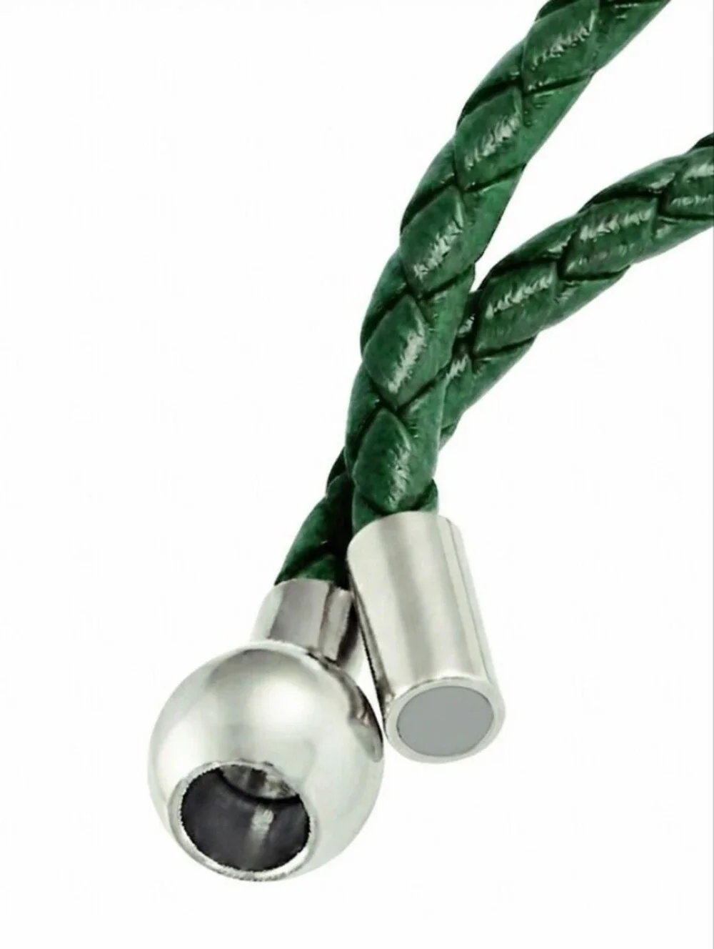 Linx Triple Green Leather Braided Cord Bracelet with Magnetic Clasp